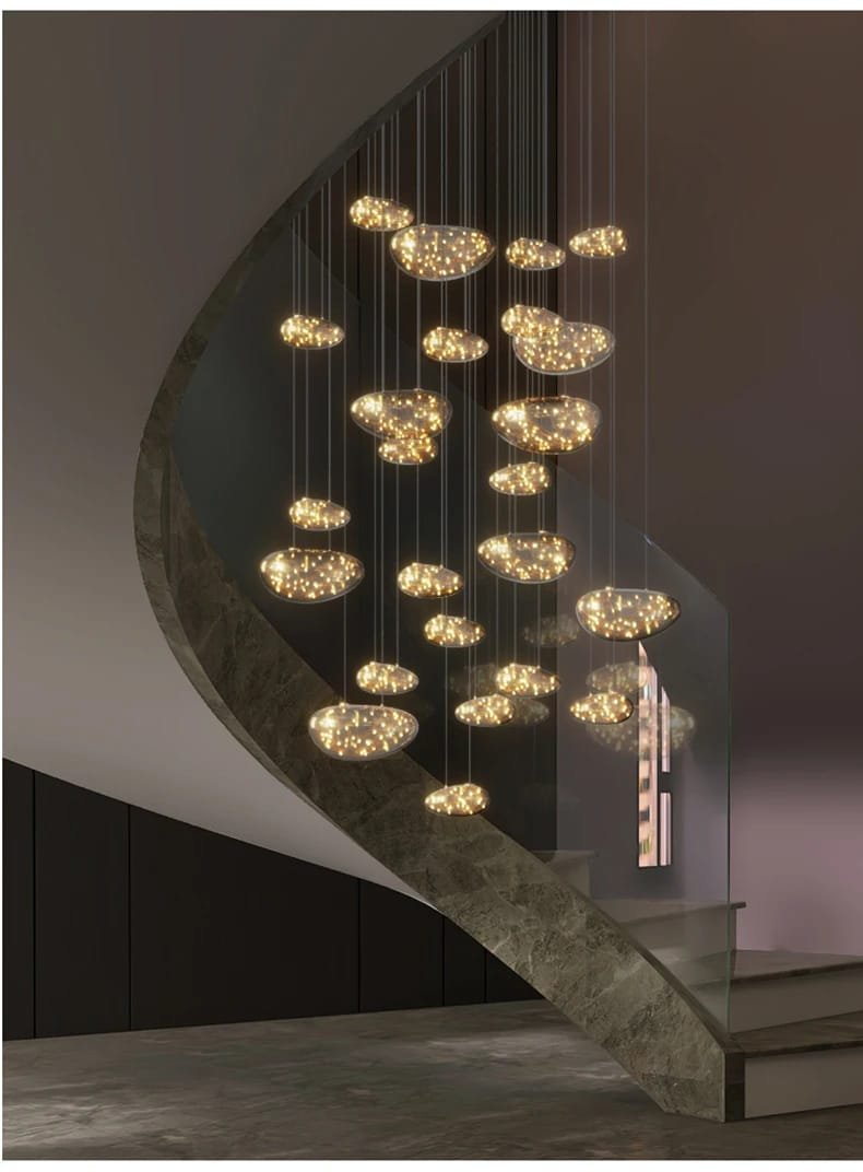Modern Stars Glass Custom Chandelier Lighting Stair Hanging Light