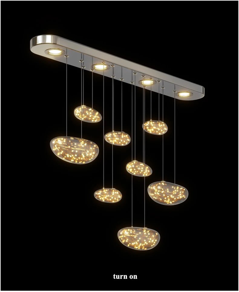 Modern Stars Glass Custom Chandelier Lighting Stair Hanging Light