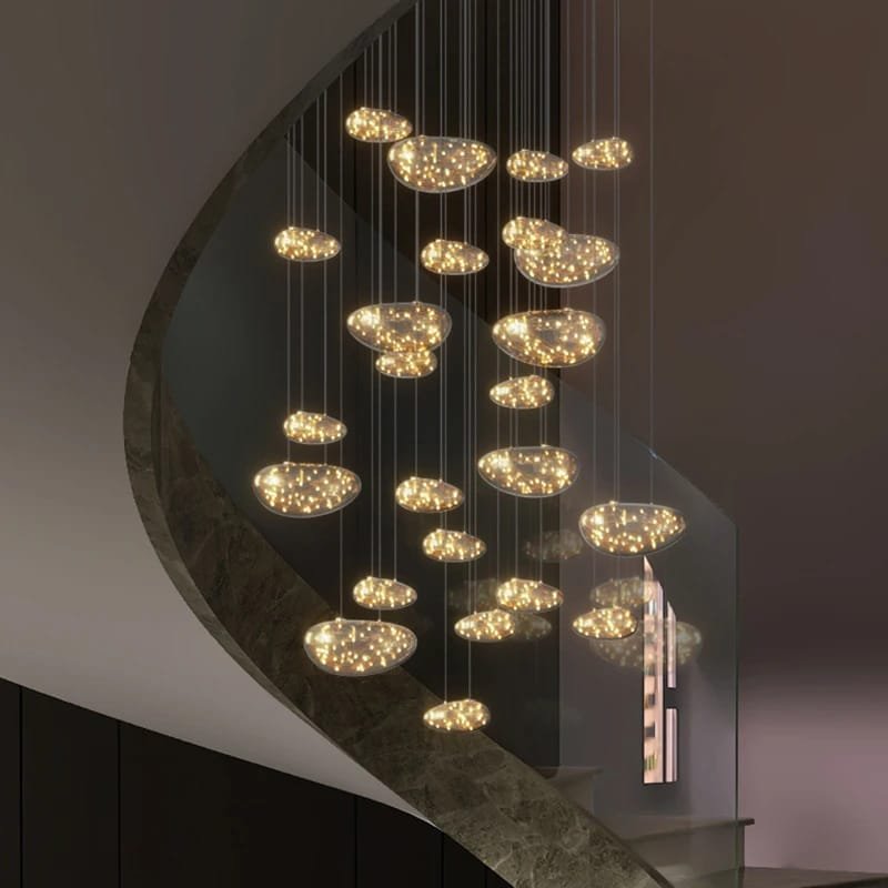 Modern Stars Glass Custom Chandelier Lighting Stair Hanging Light