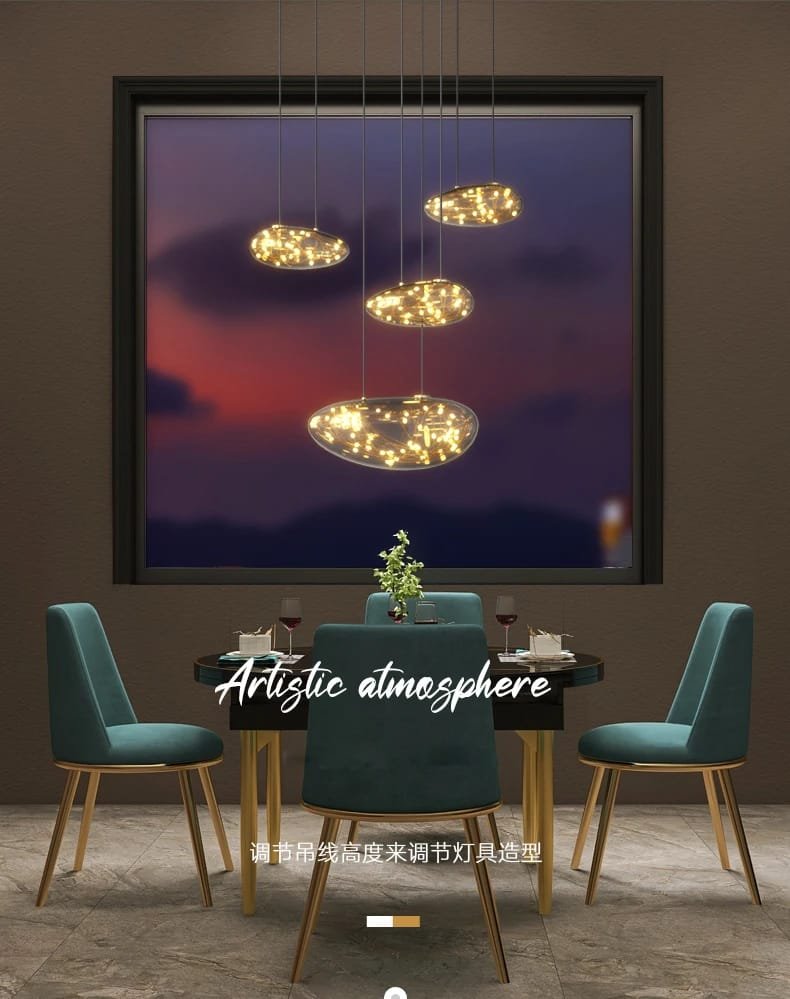 Modern Stars Glass Custom Chandelier Lighting Stair Hanging Light