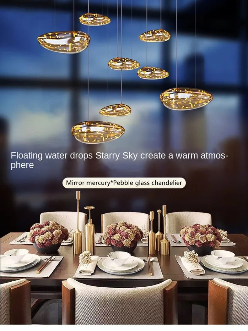 Modern Stars Glass Custom Chandelier Lighting Stair Hanging Light