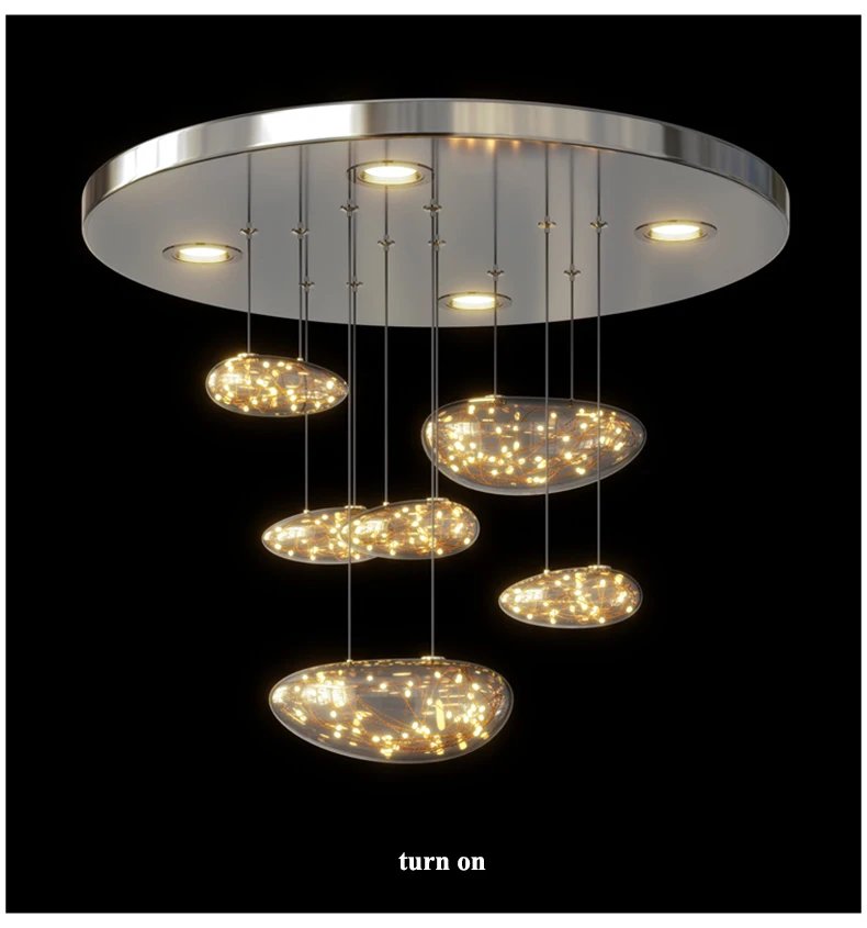 Modern Stars Glass Custom Chandelier Lighting Stair Hanging Light