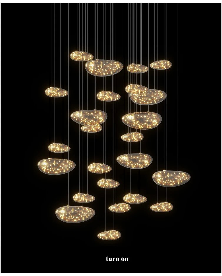 Modern Stars Glass Custom Chandelier Lighting Stair Hanging Light