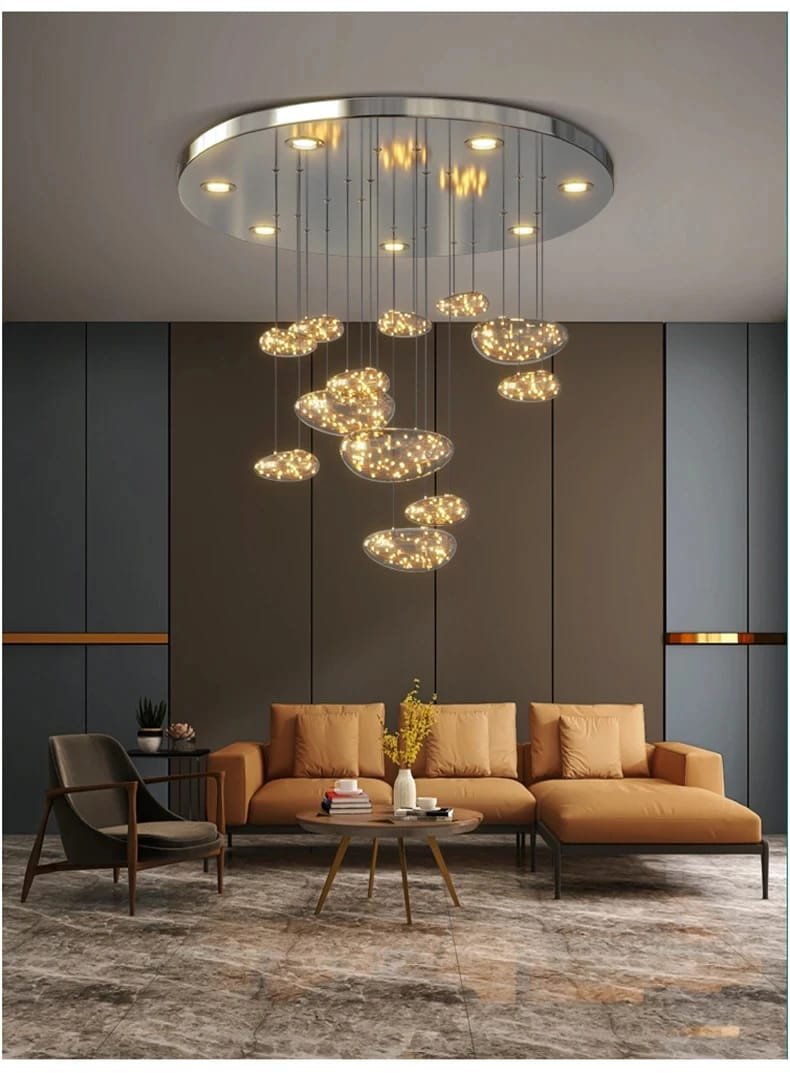 Modern Stars Glass Custom Chandelier Lighting Stair Hanging Light