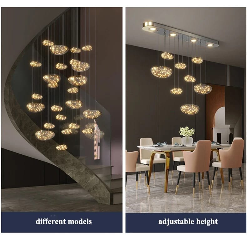 Modern Stars Glass Custom Chandelier Lighting Stair Hanging Light