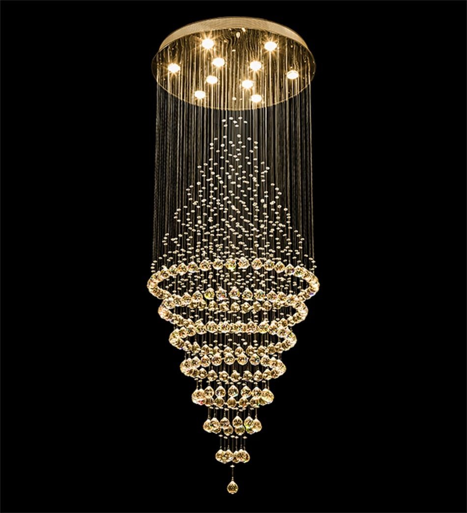 Modern Elegant K9 Crystal Spiral Raindrop Staircase Chandelier Modern Elegant K9 Crystal Spiral Raindrop Staircase Chandelier