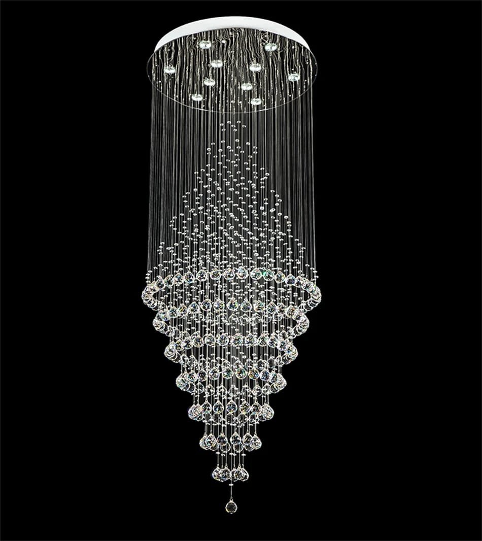 Modern Elegant K9 Crystal Spiral Raindrop Staircase Chandelier Modern Elegant K9 Crystal Spiral Raindrop Staircase Chandelier