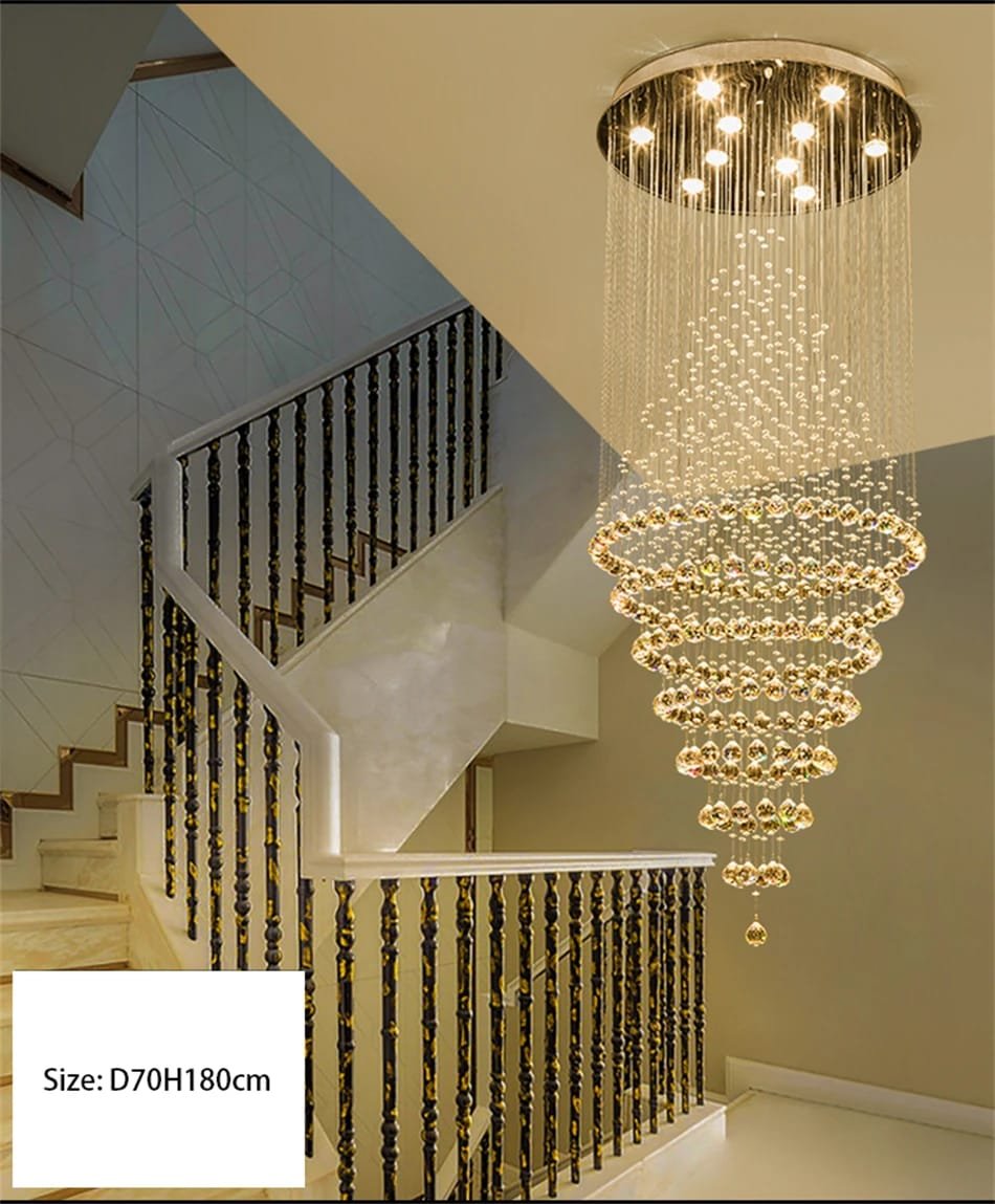 Modern Elegant K9 Crystal Spiral Raindrop Staircase Chandelier Modern Elegant K9 Crystal Spiral Raindrop Staircase Chandelier