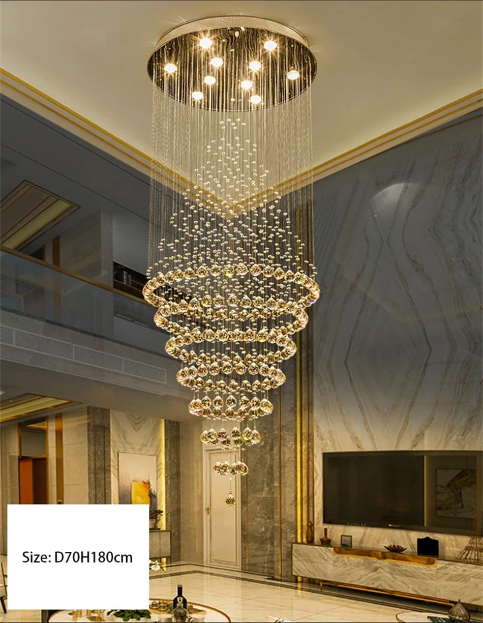 Modern Elegant K9 Crystal Spiral Raindrop Staircase Chandelier Modern Elegant K9 Crystal Spiral Raindrop Staircase Chandelier