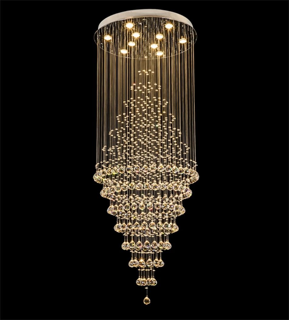 Modern Elegant K9 Crystal Spiral Raindrop Staircase Chandelier Modern Elegant K9 Crystal Spiral Raindrop Staircase Chandelier