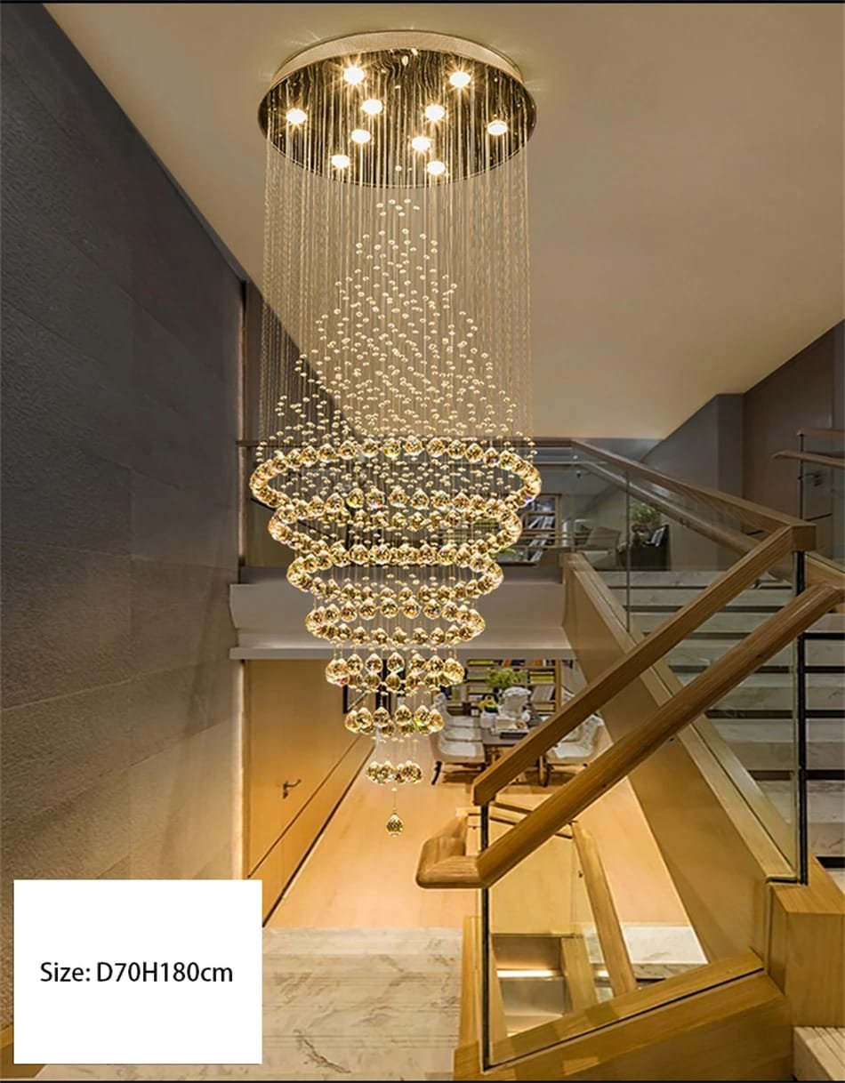 Modern Elegant K9 Crystal Spiral Raindrop Staircase Chandelier Modern Elegant K9 Crystal Spiral Raindrop Staircase Chandelier