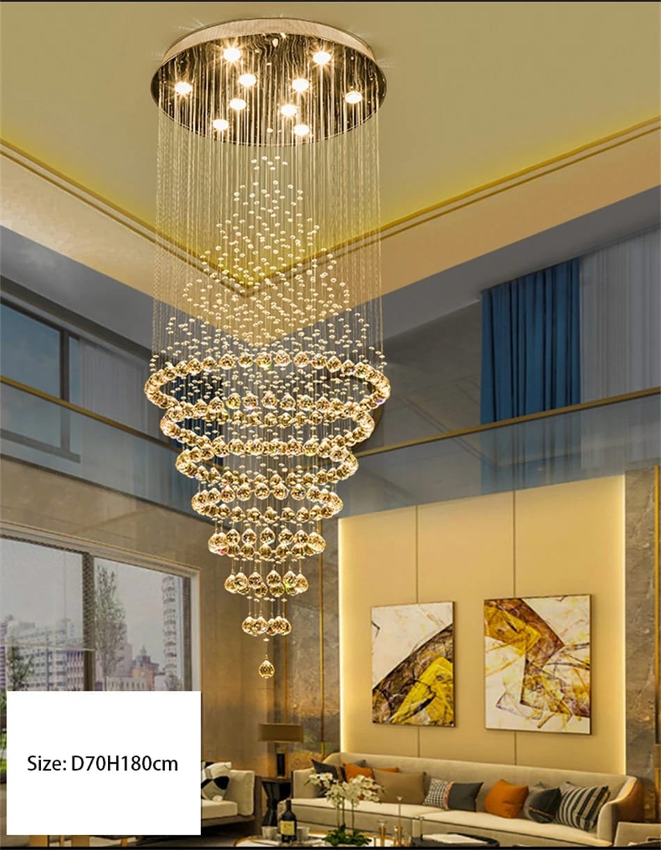 Modern Elegant K9 Crystal Spiral Raindrop Staircase Chandelier Modern Elegant K9 Crystal Spiral Raindrop Staircase Chandelier