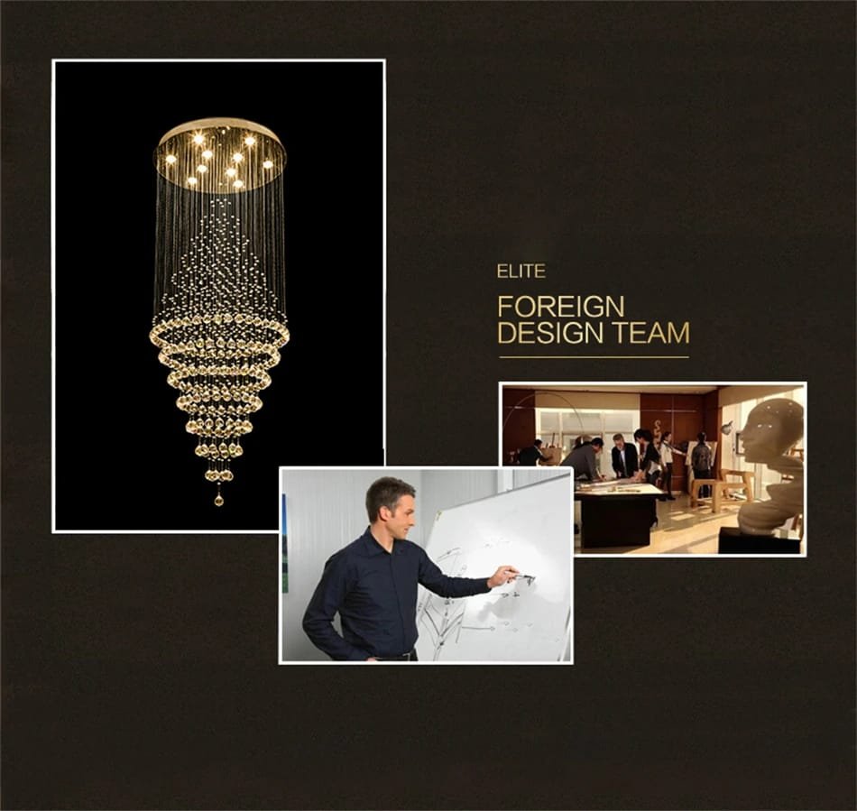 Modern Elegant K9 Crystal Spiral Raindrop Staircase Chandelier Modern Elegant K9 Crystal Spiral Raindrop Staircase Chandelier