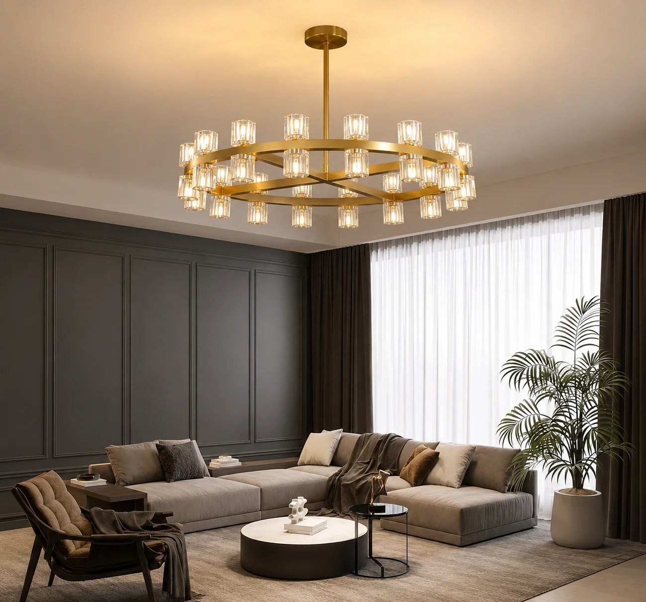 Modern Custom Size Ceiling Glass Chandelier Lighting