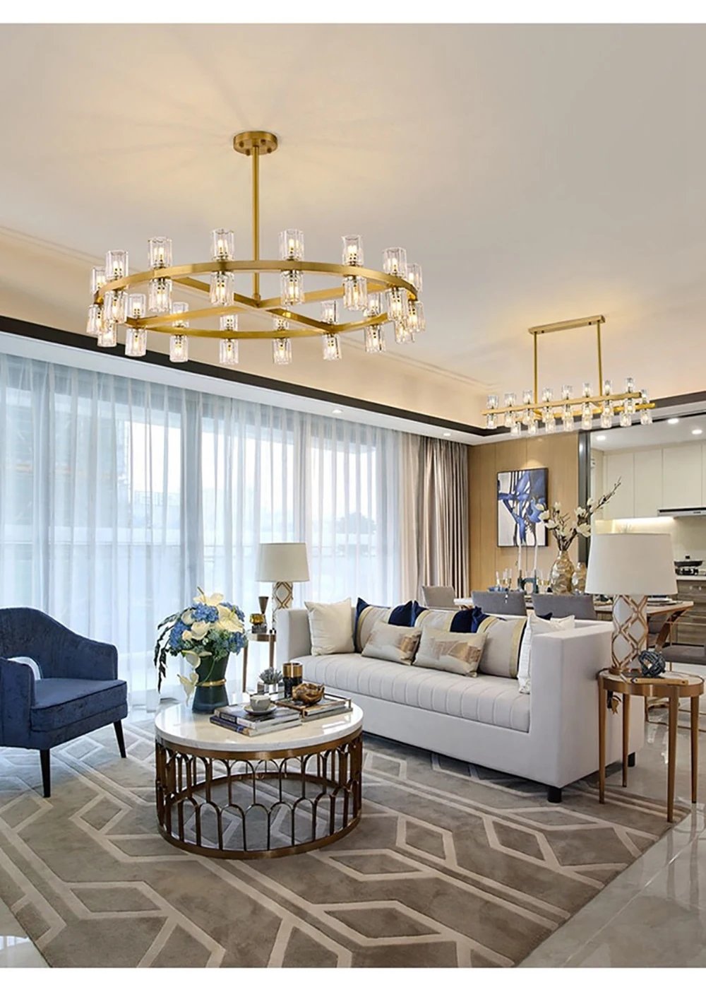 Modern Custom Size Ceiling Glass Chandelier Lighting