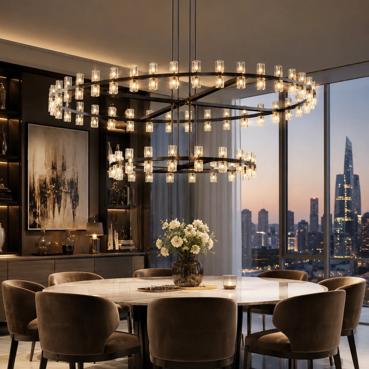 Modern Custom Size Ceiling Glass Chandelier Lighting