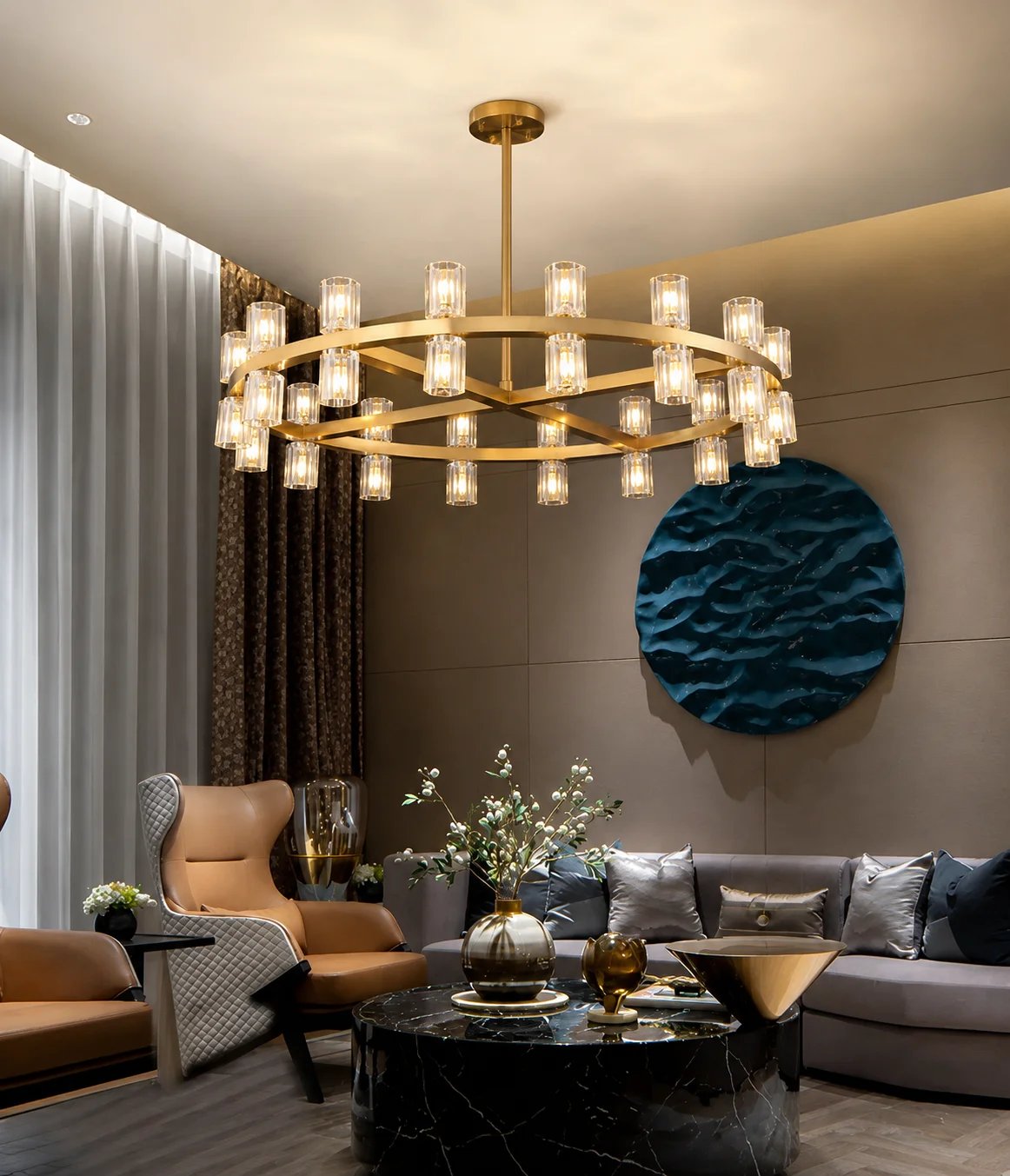 Modern Custom Size Ceiling Glass Chandelier Lighting