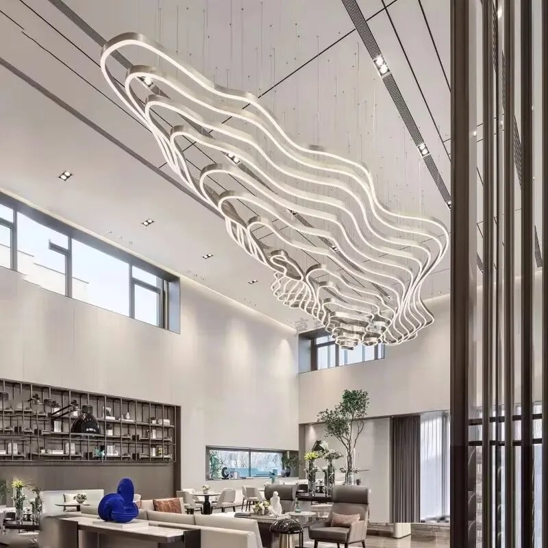 Custom Hotel Chandelier Lobby LED Ring