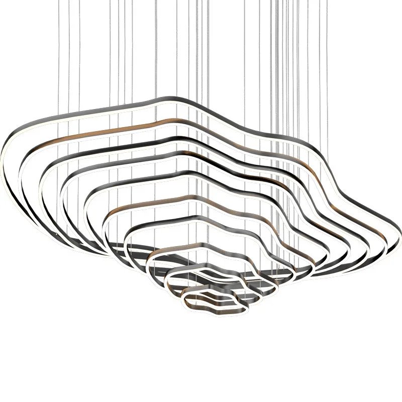 Custom Hotel Chandelier Lobby LED Ring