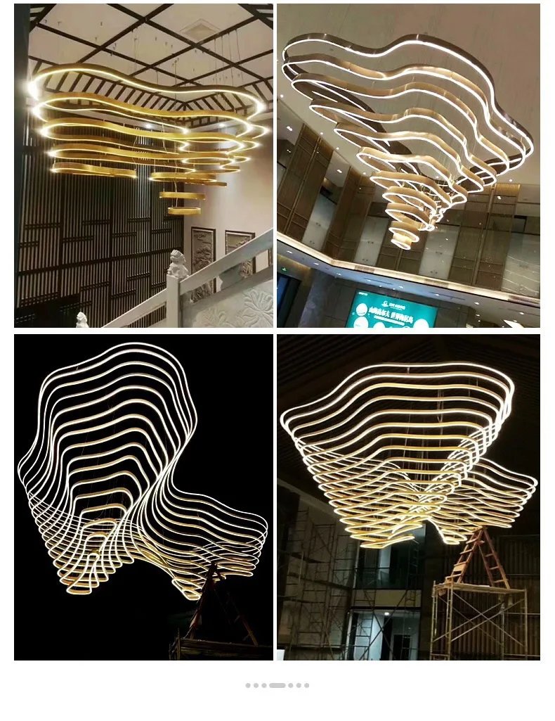 Custom Hotel Chandelier Lobby LED Ring