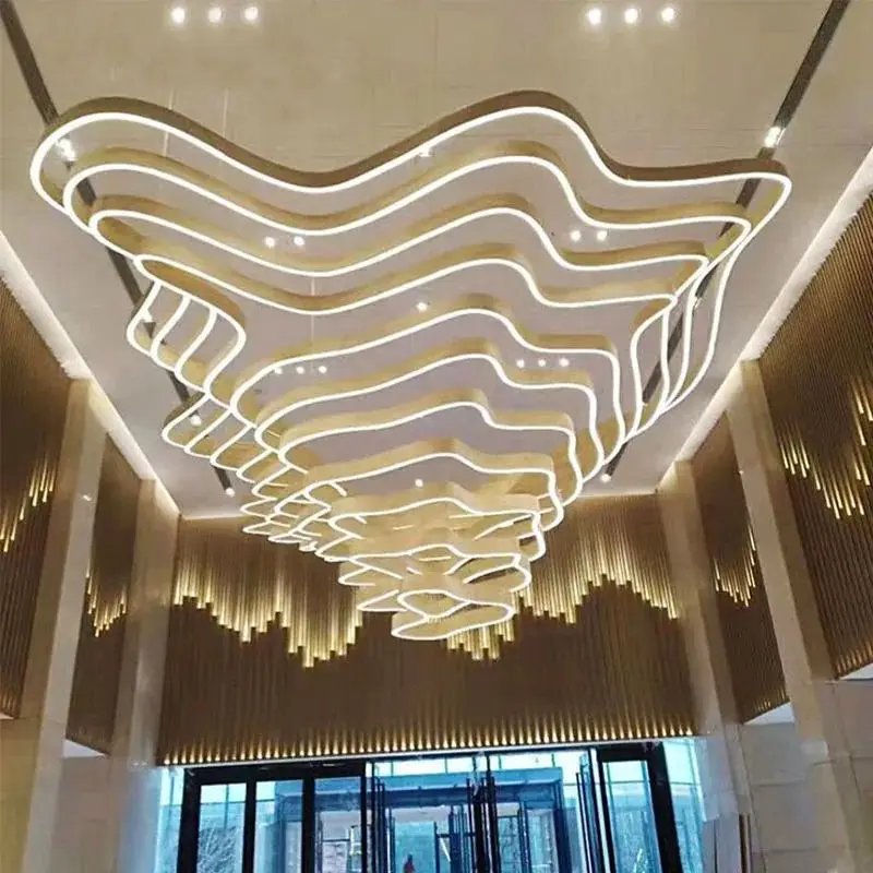 Custom Hotel Chandelier Lobby LED Ring