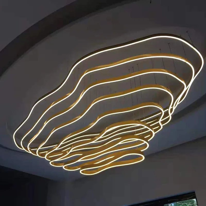 Custom Hotel Chandelier Lobby LED Ring