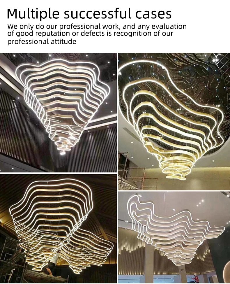 Custom Hotel Chandelier Lobby LED Ring