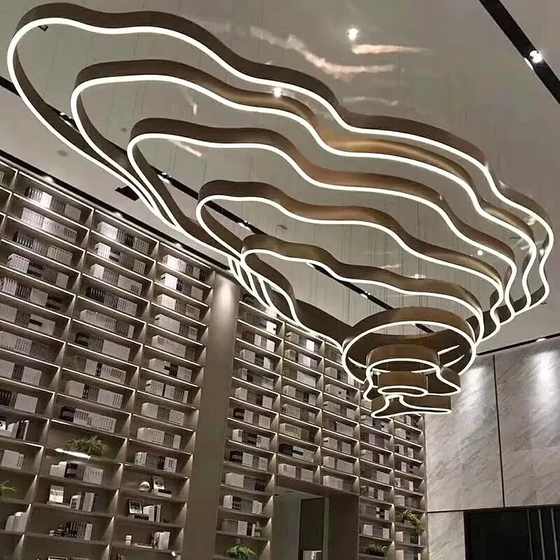 Custom Hotel Chandelier Lobby LED Ring