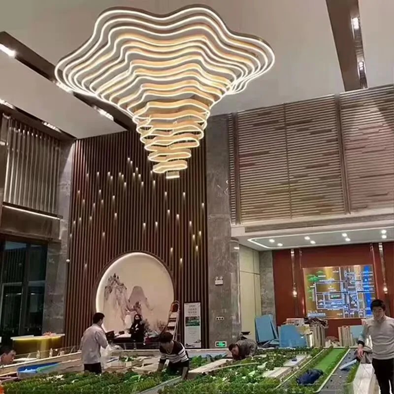 Custom Hotel Chandelier Lobby LED Ring