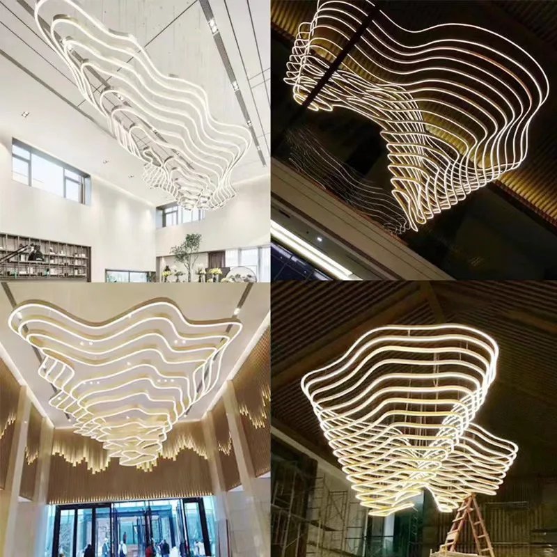 Custom Hotel Chandelier Lobby LED Ring