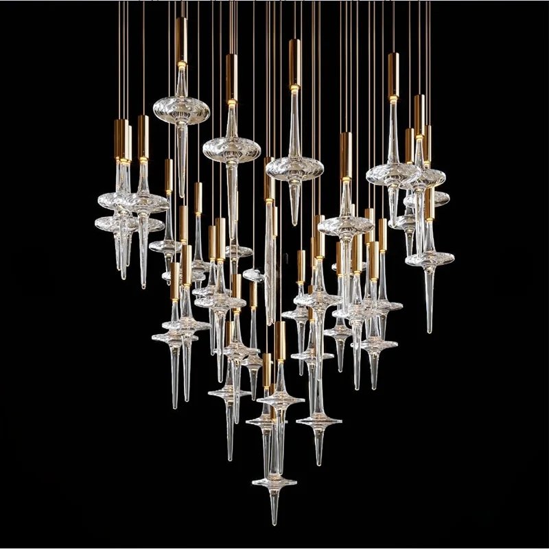 Art Glass Chandelier High-End Fixture for Ceilings