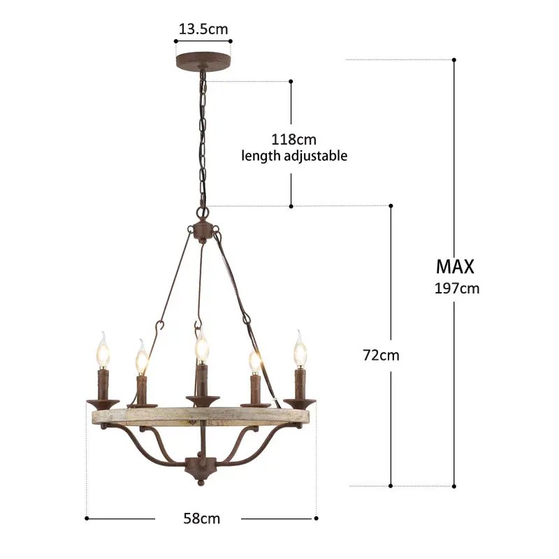 American Wooden Pendent Chandelier Lamp