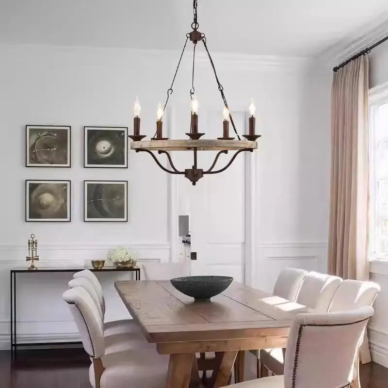 American Wooden Pendent Chandelier Lamp
